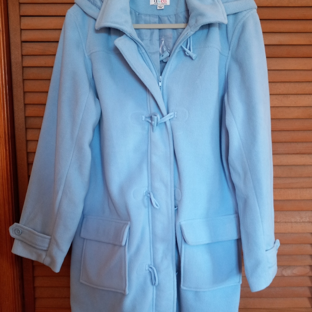 NWOT D&CO. Womens Coat Sz L Light Blue